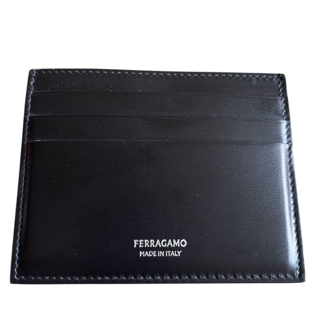 Salvatore Ferragamo Black Leather Card Holder